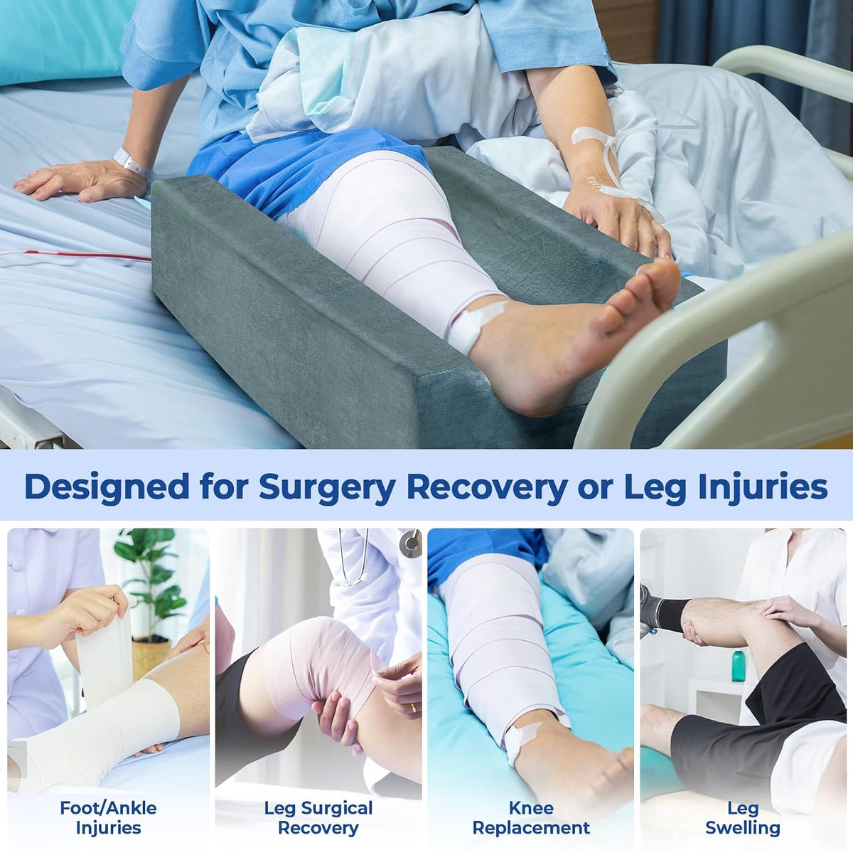 Single Leg (Upgraded) memory foam knee & leg pillows in Grey, alternate view 6