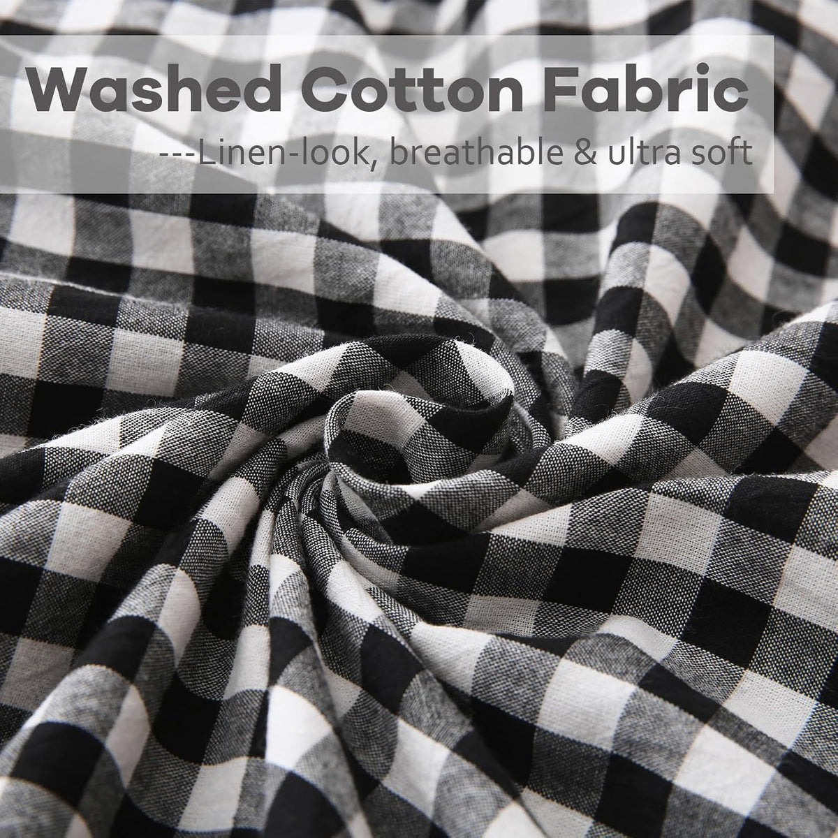 18"L x 18"W cotton throw pillow accessories in Black/White Plaid, alternate view 6