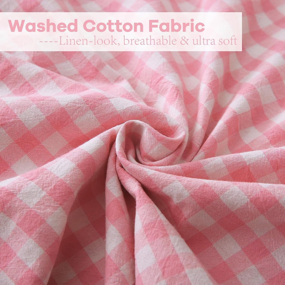 18"L x 18"W cotton throw pillow accessories in Coral Pink/White Plaid, alternate view 6