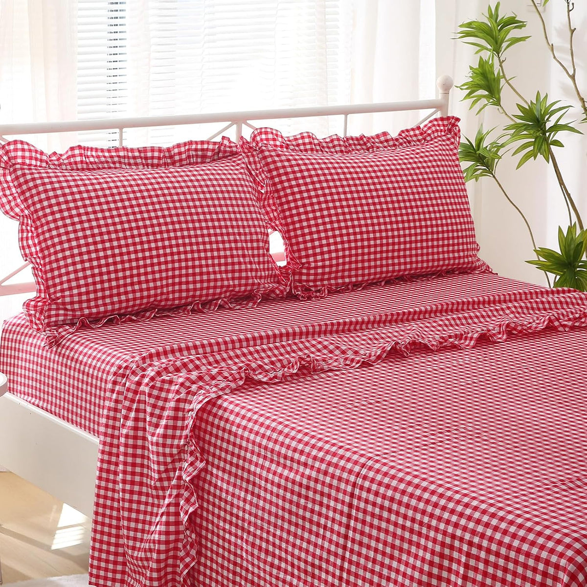 26"L x 20"W cotton throw pillow accessories in Red/White Plaid, alternate view 3