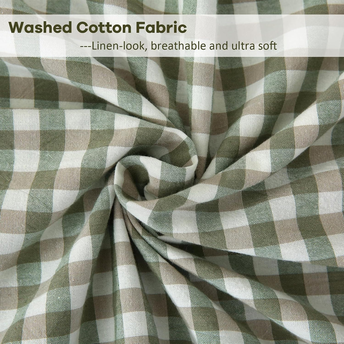54"L x 20"W cotton pillow shams in Sage Green/White Plaid, alternate view 7