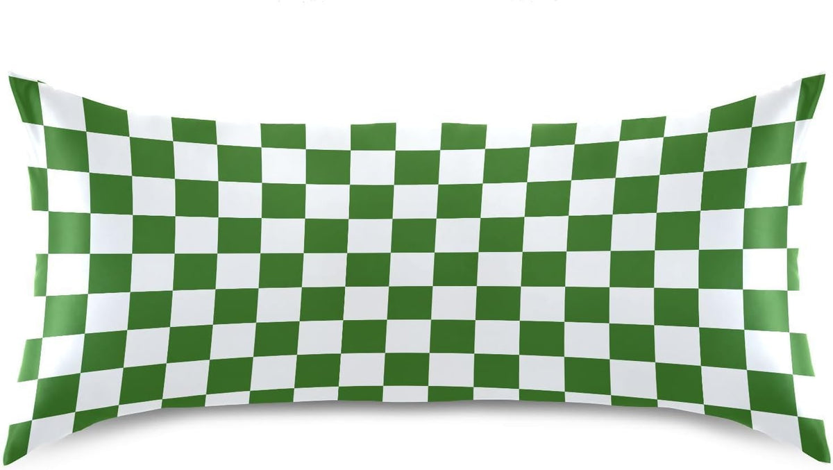M30x20in polyester pillowcases in Checkerboard White Green Plaid, alternate view 3