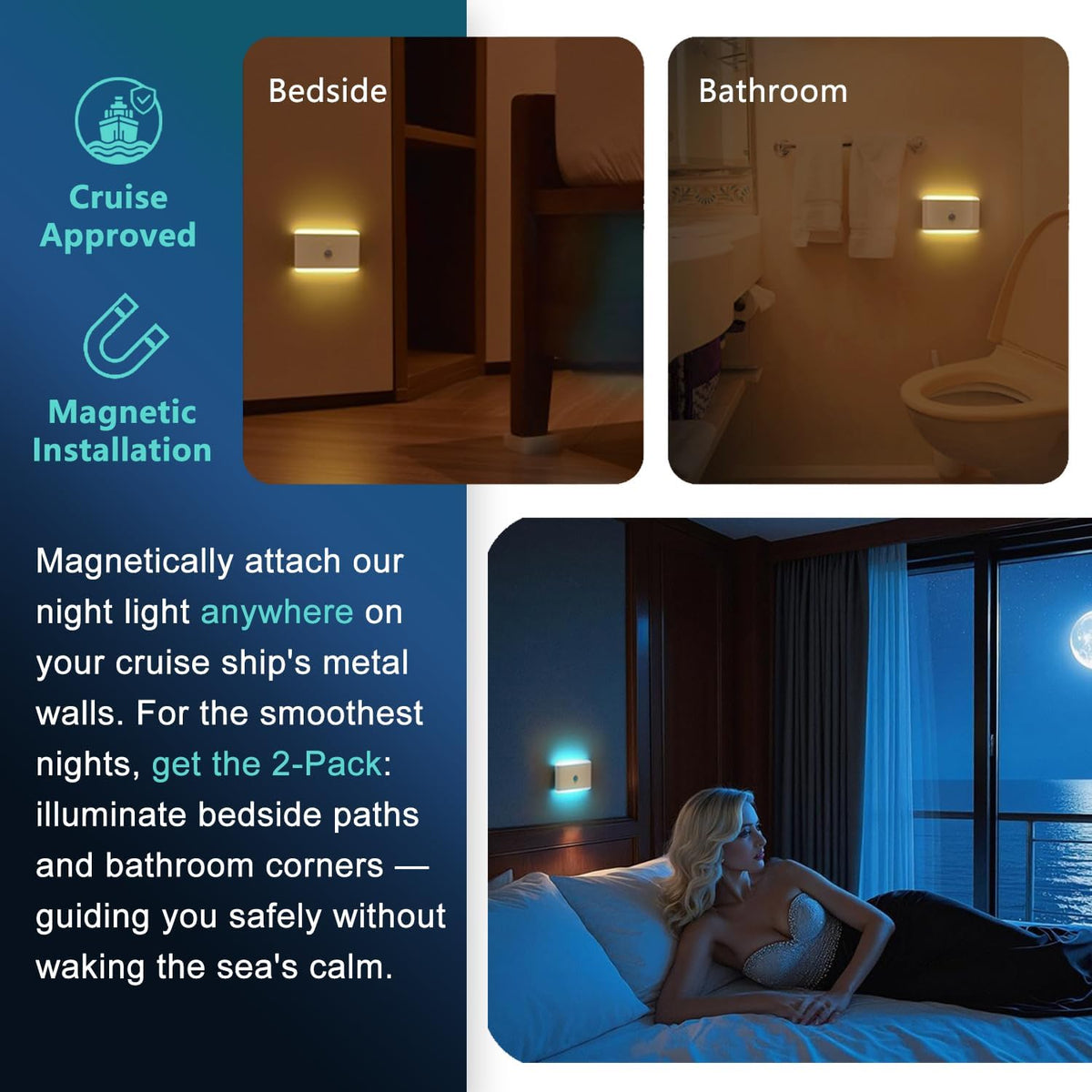0.5"D x 3"W x 3.8"H plastic night lights & ambient lighting, alternate view 4
