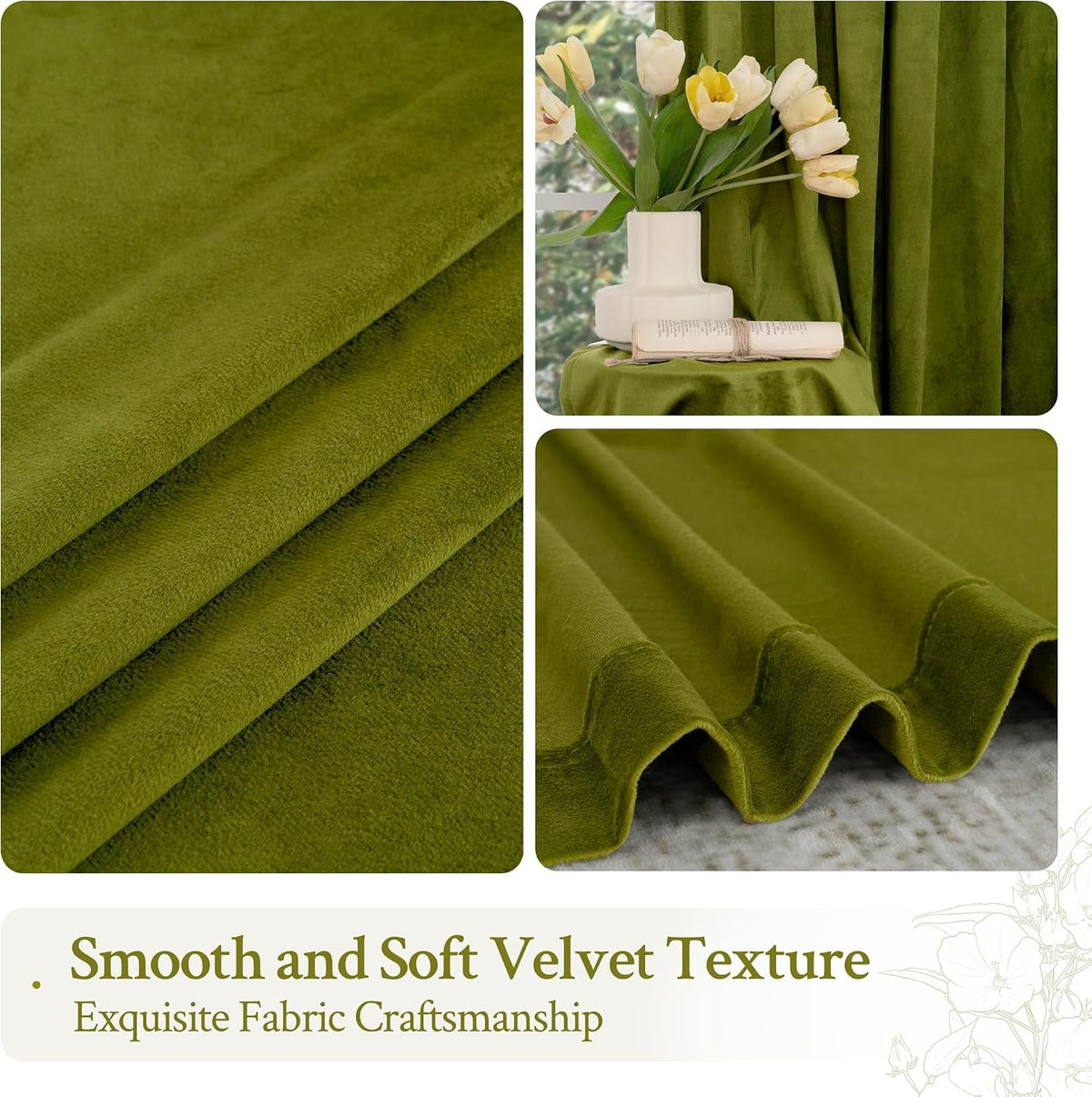 102"L x 52"W velvet curtains in Moss Green, alternate view 7