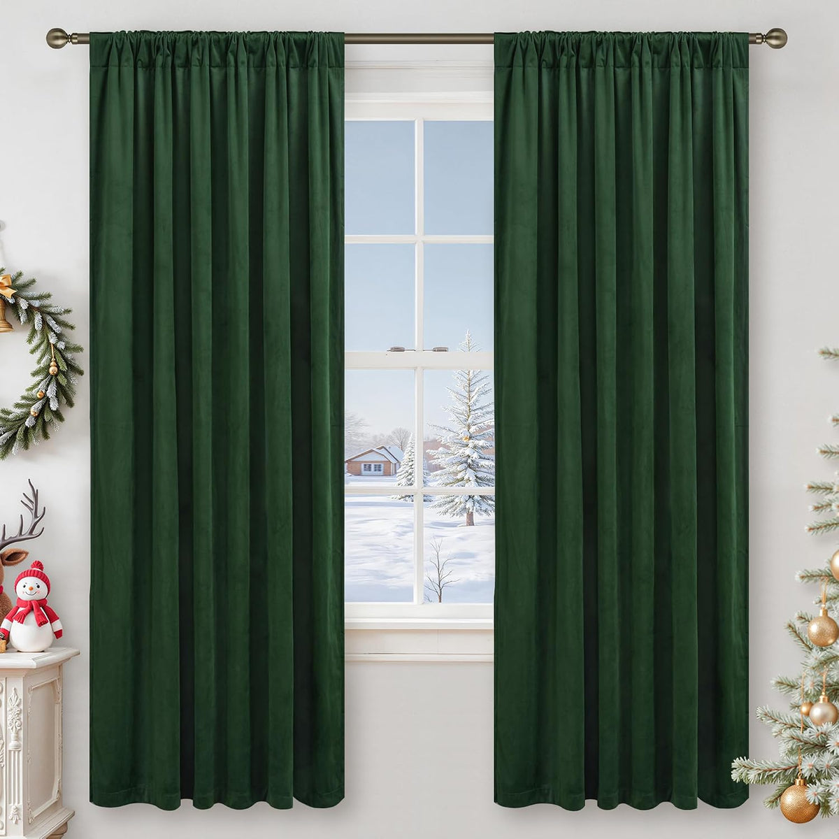 72"L x 52"W velvet curtains in Emerald Green, alternate view 2