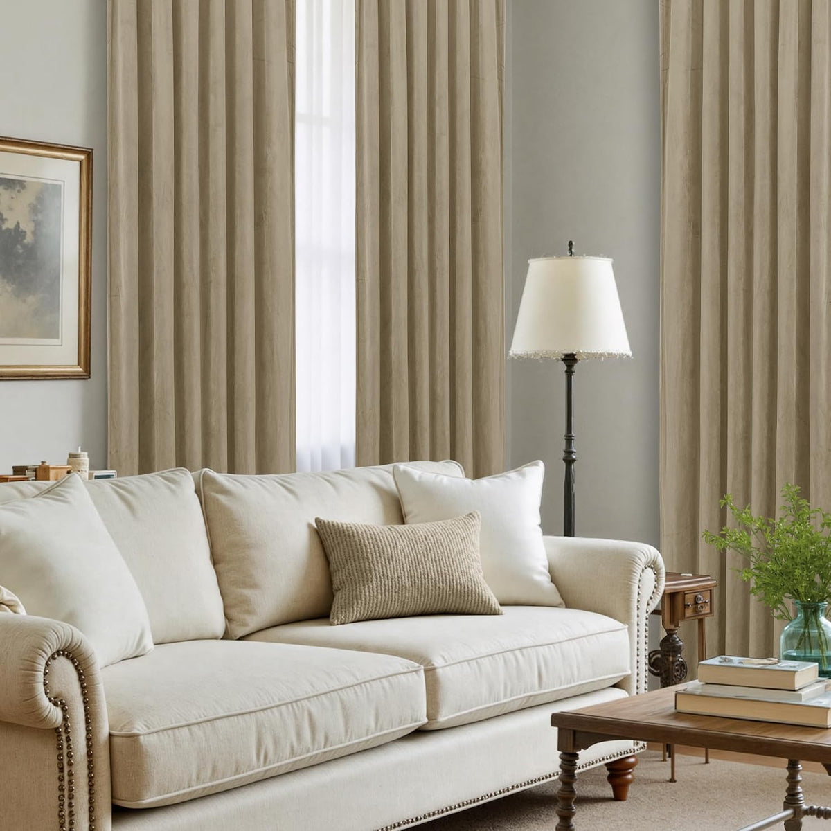 80"L x 52"W velvet curtains in Dark Taupe, alternate view 4