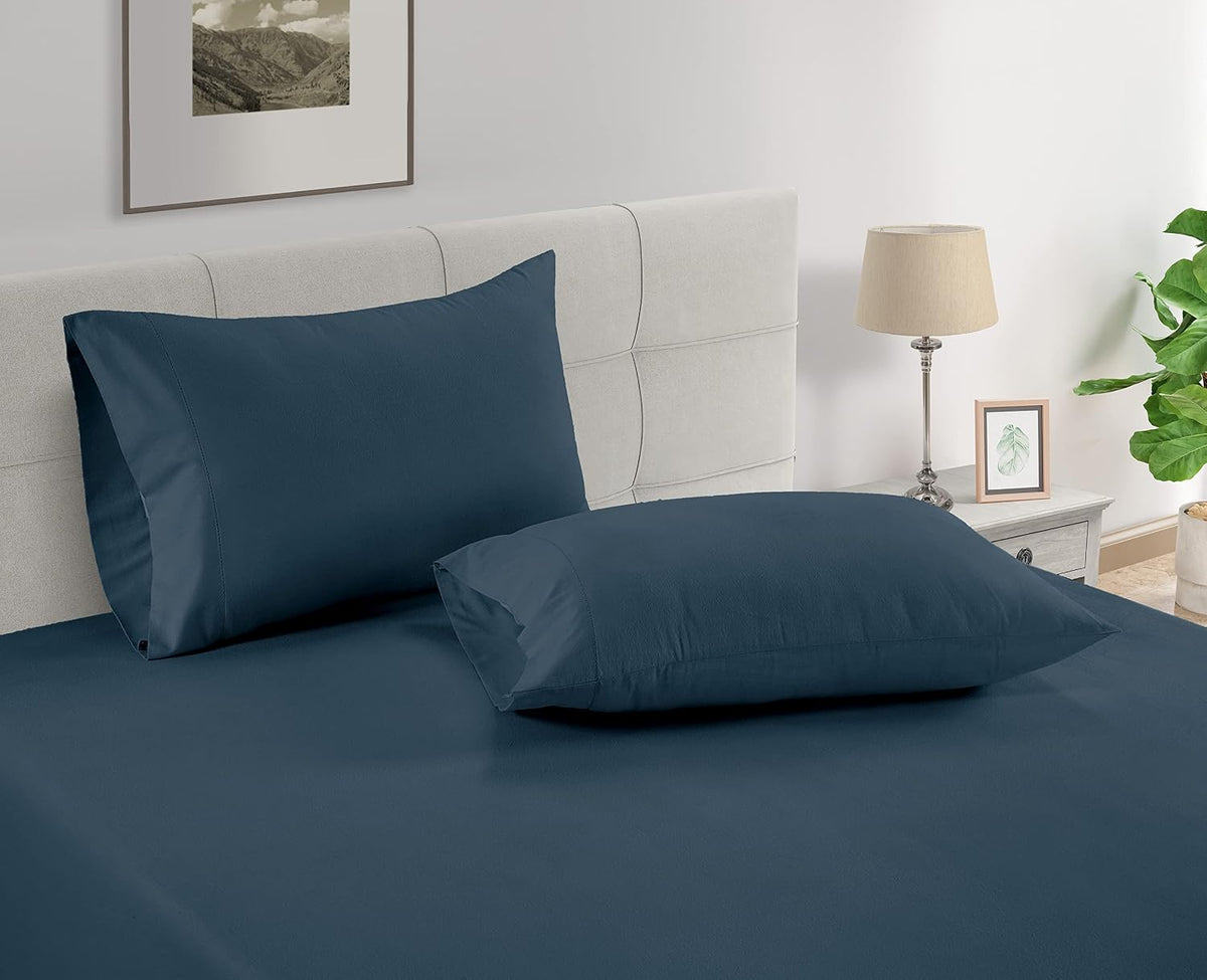 Queen / Standard cotton pillowcases in Dark Denim, alternate view 2