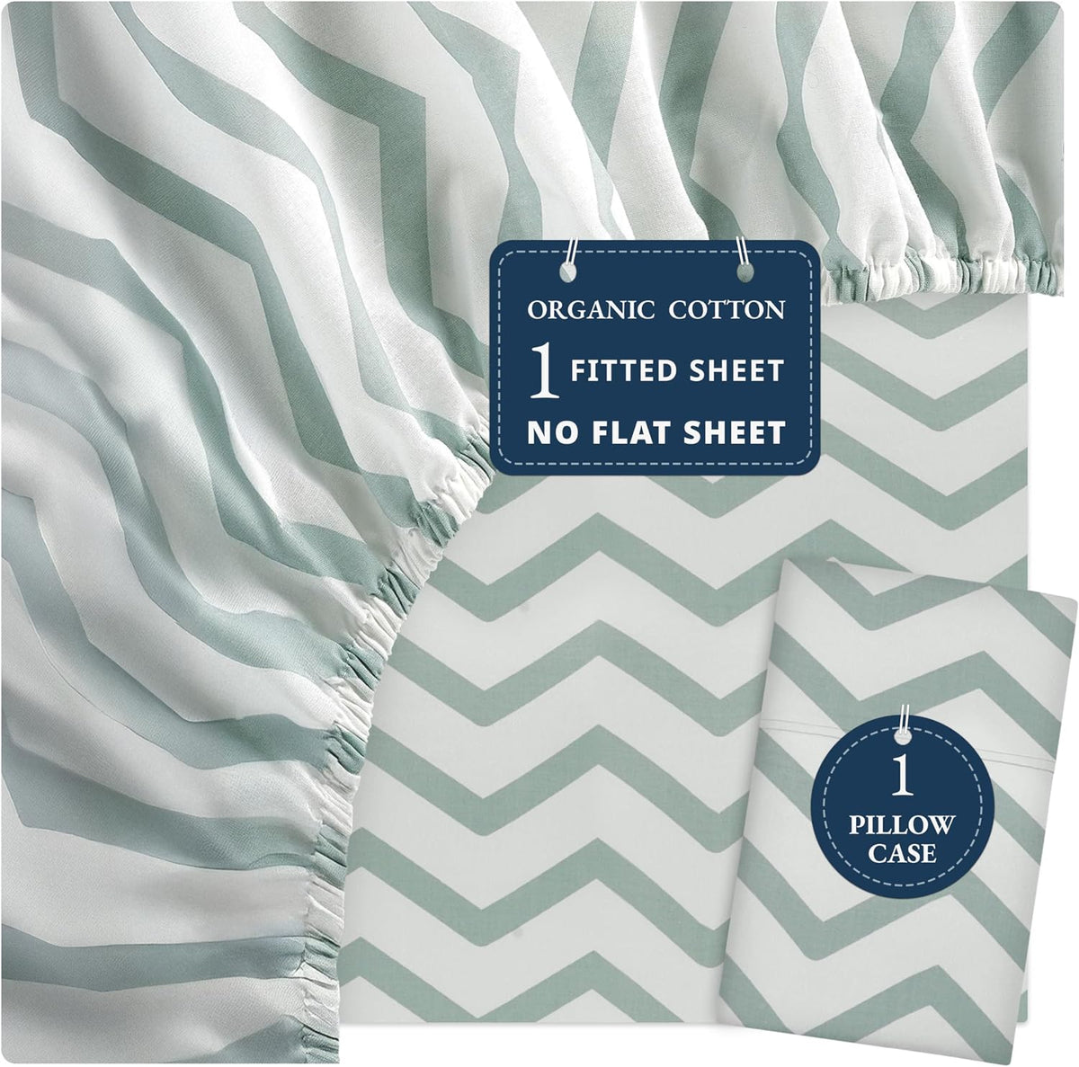 Twin XL (2PC) cotton bedding sets in Chevron - Cool Blue