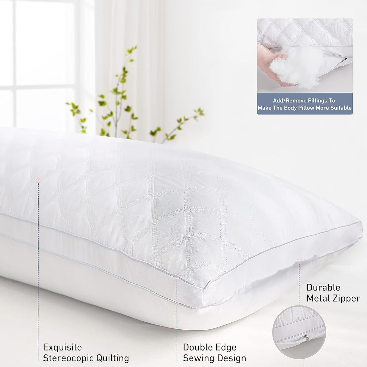 1 Count down alternative body pillows in White-side, alternate view 4