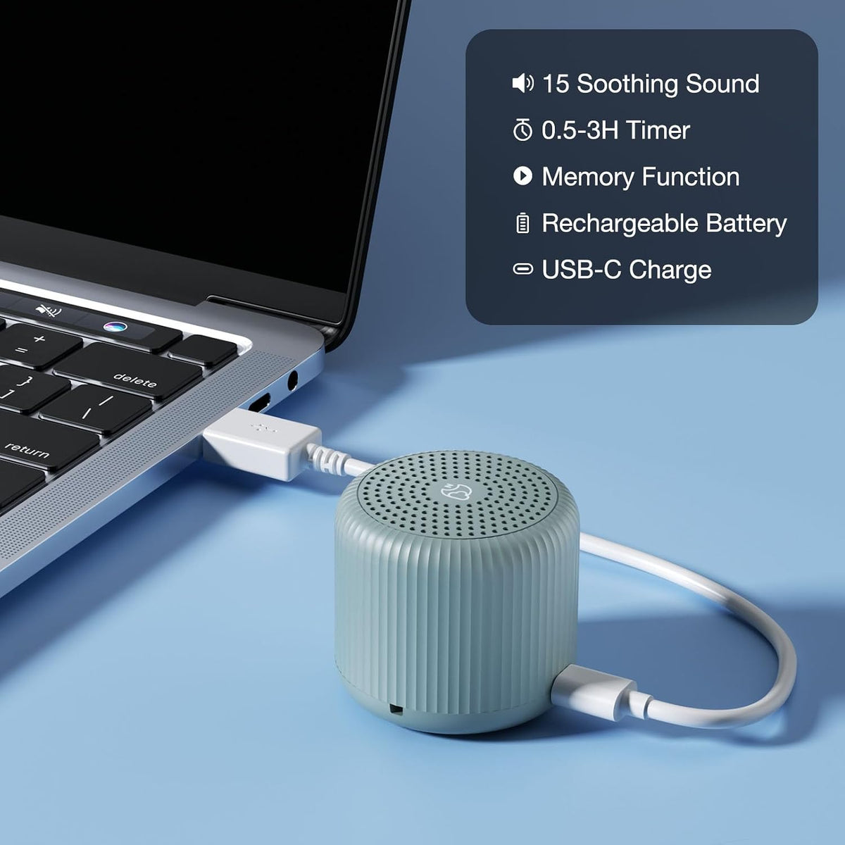 1.6x1.6x1.7 inches plastic white noise machines in Slate, alternate view 6