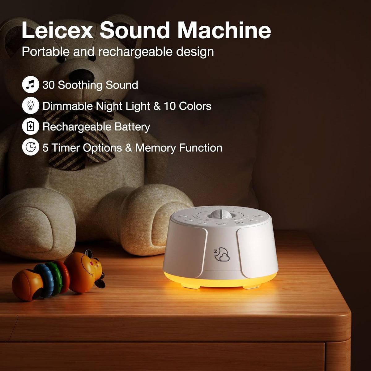 plastic white noise machines in White, alternate view 3