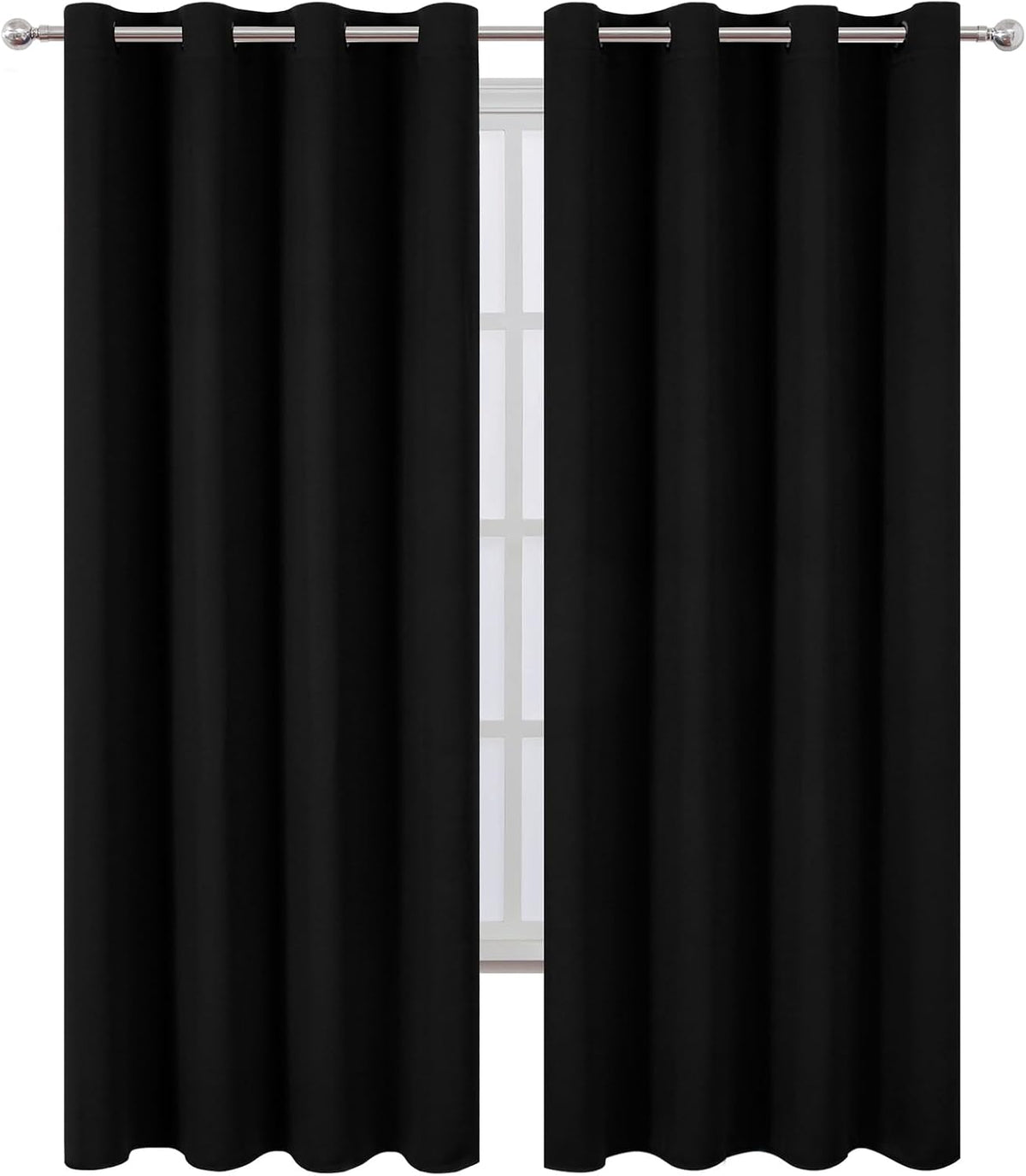 120"L x 52"W polyester curtains in Black, alternate view 2