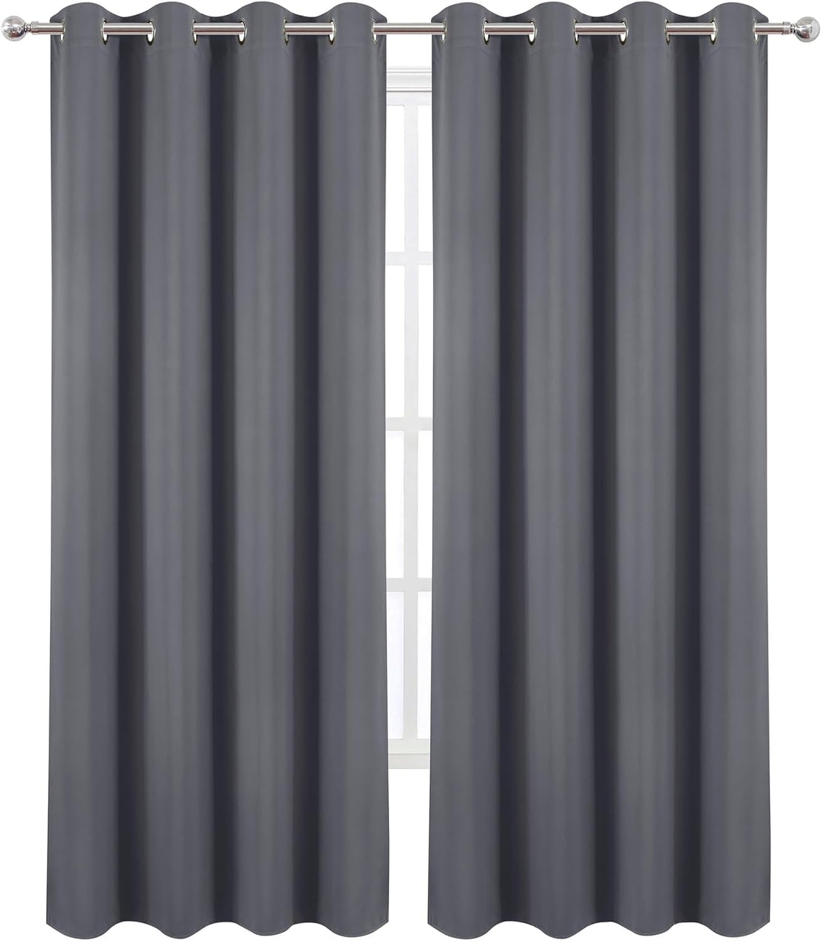 120"L x 52"W polyester curtains in Grey, alternate view 2