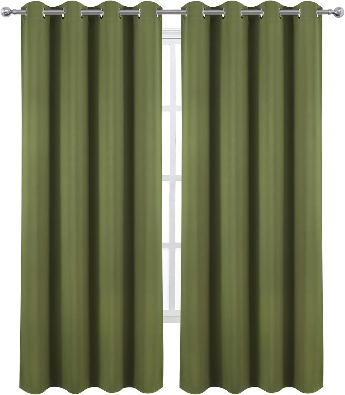 120"L x 52"W polyester curtains in Olive Green, alternate view 2