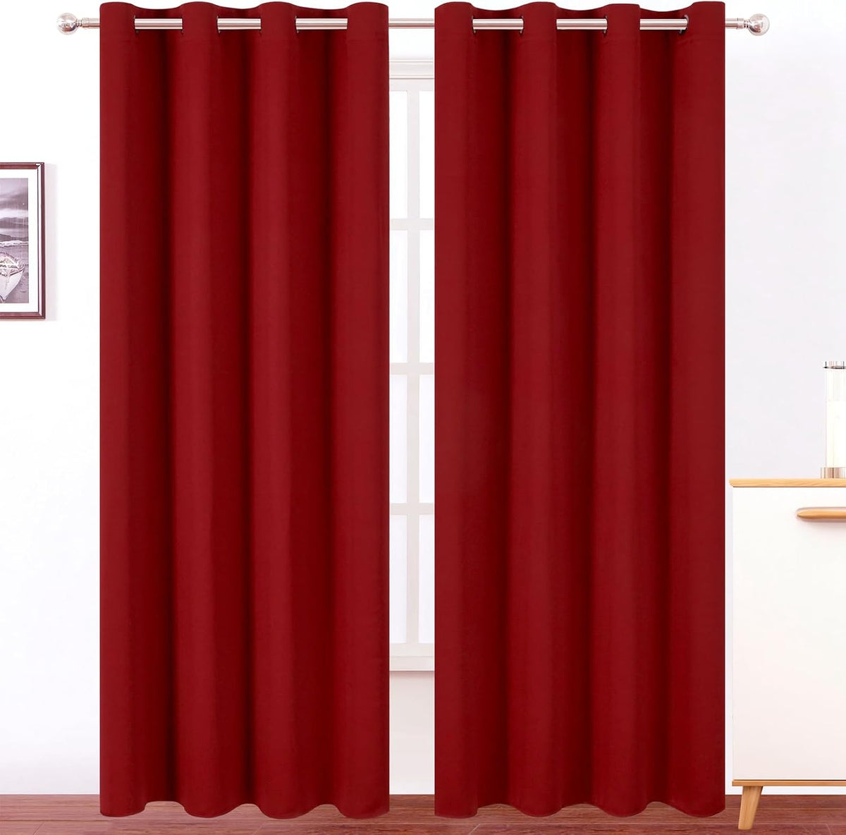 120"L x 52"W polyester curtains in Red