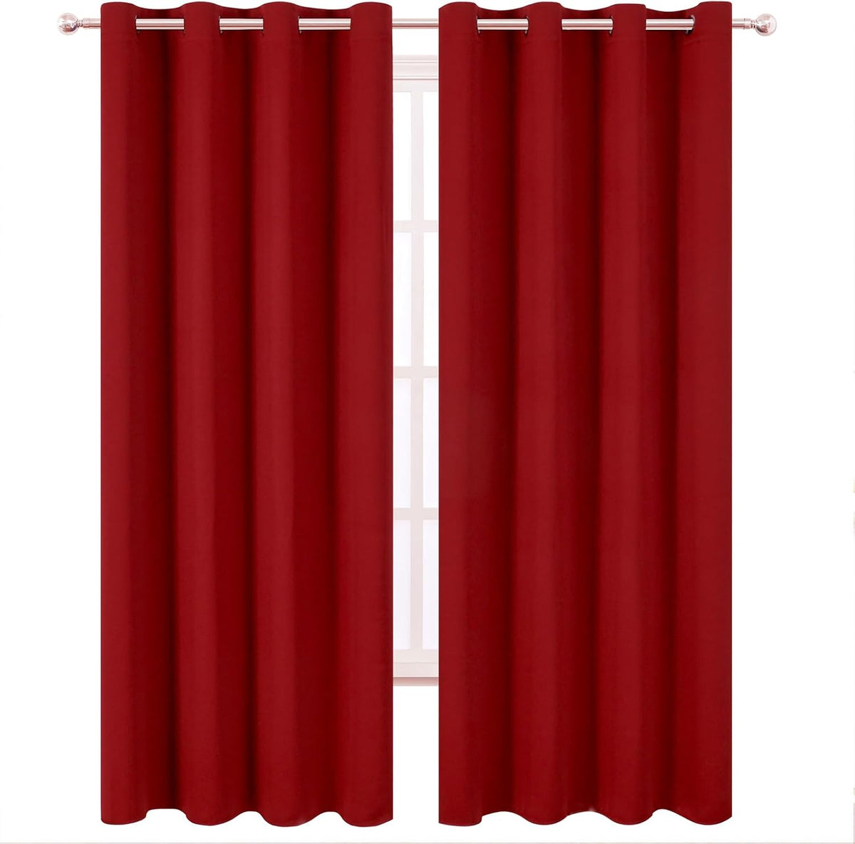 120"L x 52"W polyester curtains in Red, alternate view 2