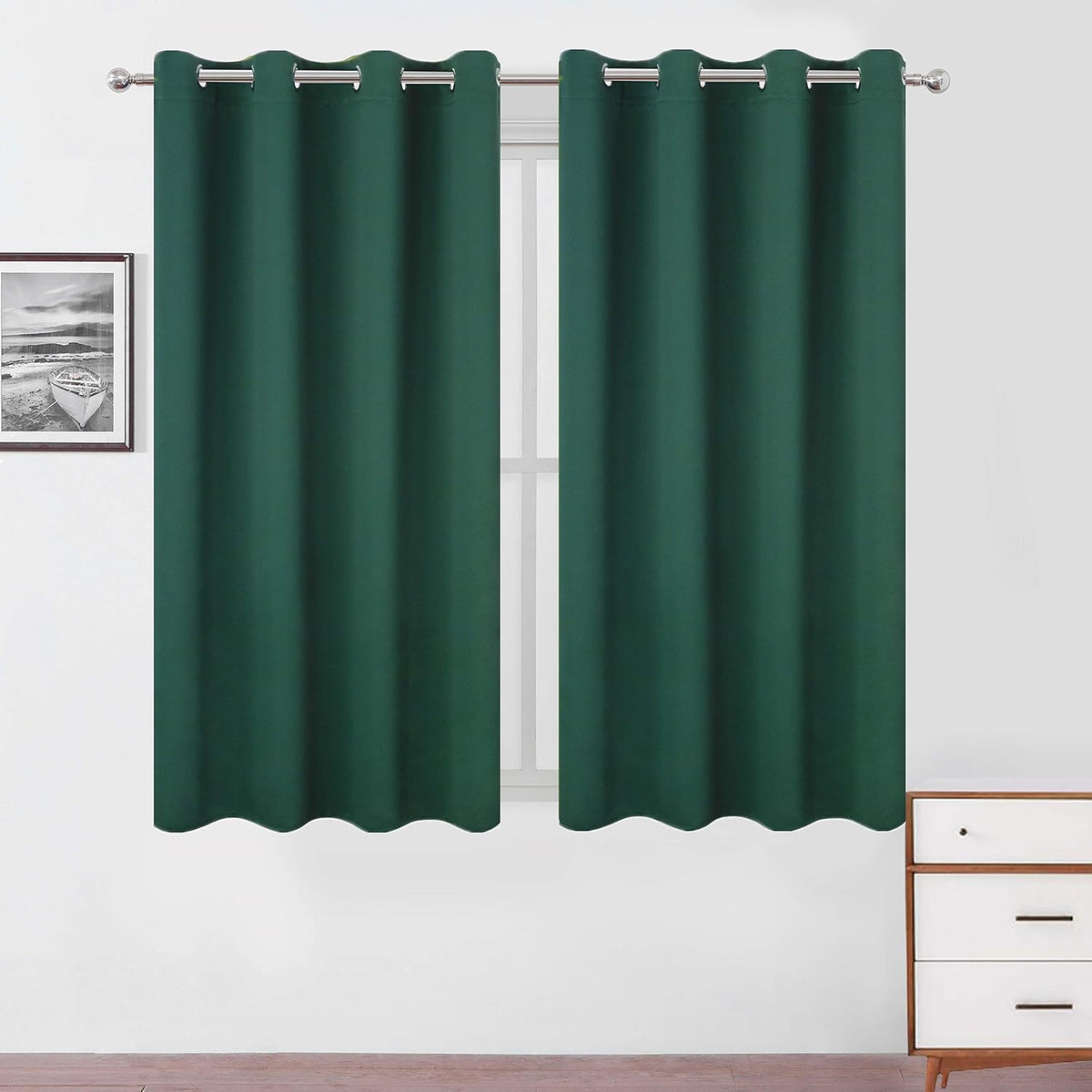 45"L x 52"W polyester curtains in Green