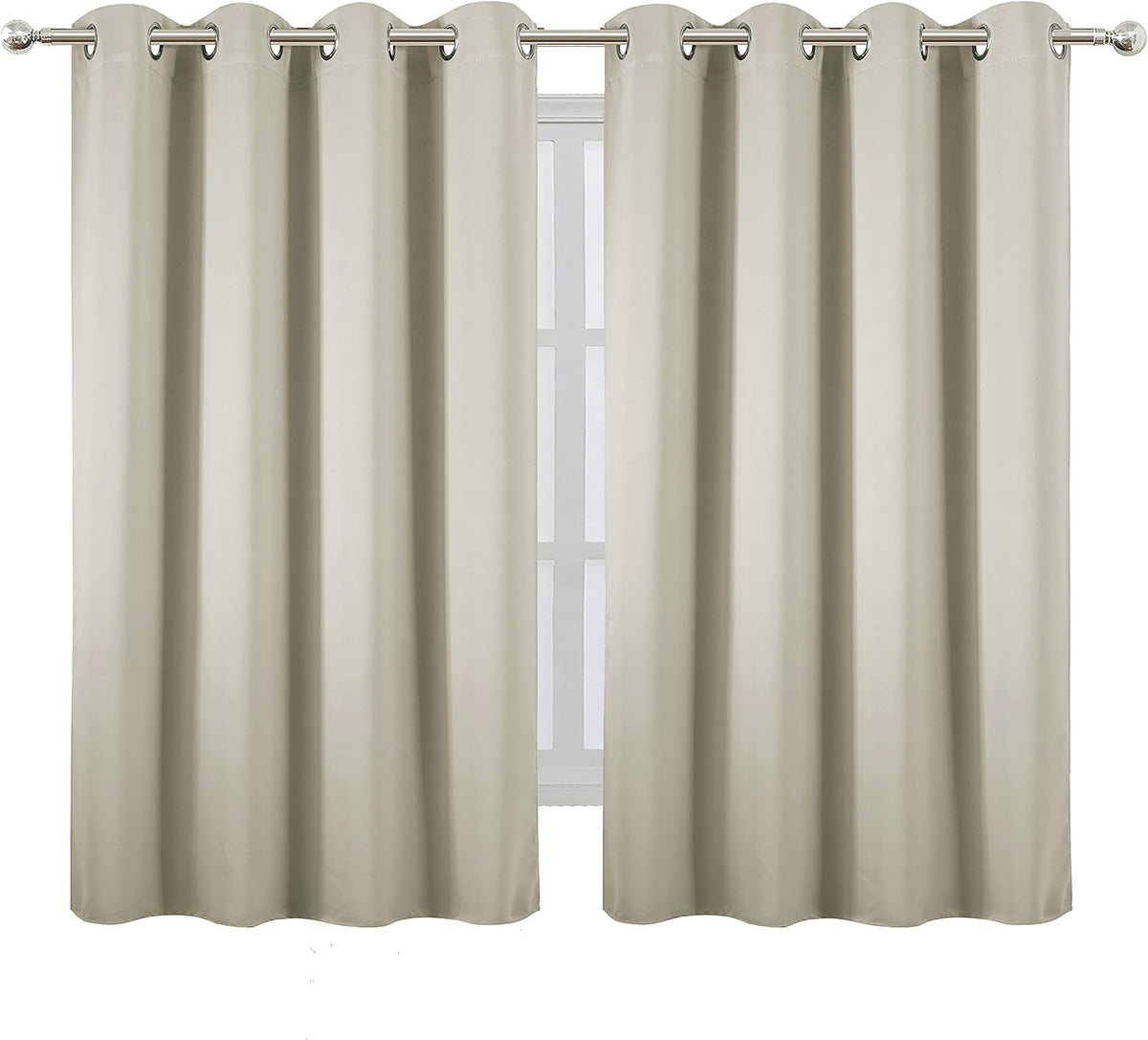 45"L x 52"W polyester curtains in Light Beige, alternate view 2