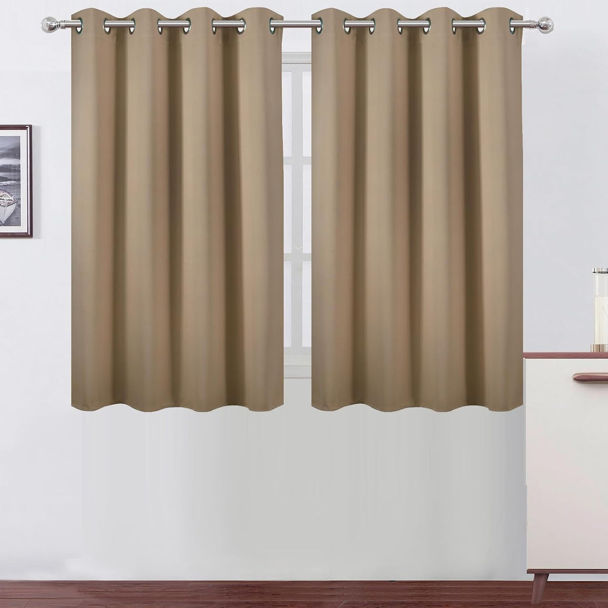 45"L x 52"W polyester curtains in Natural