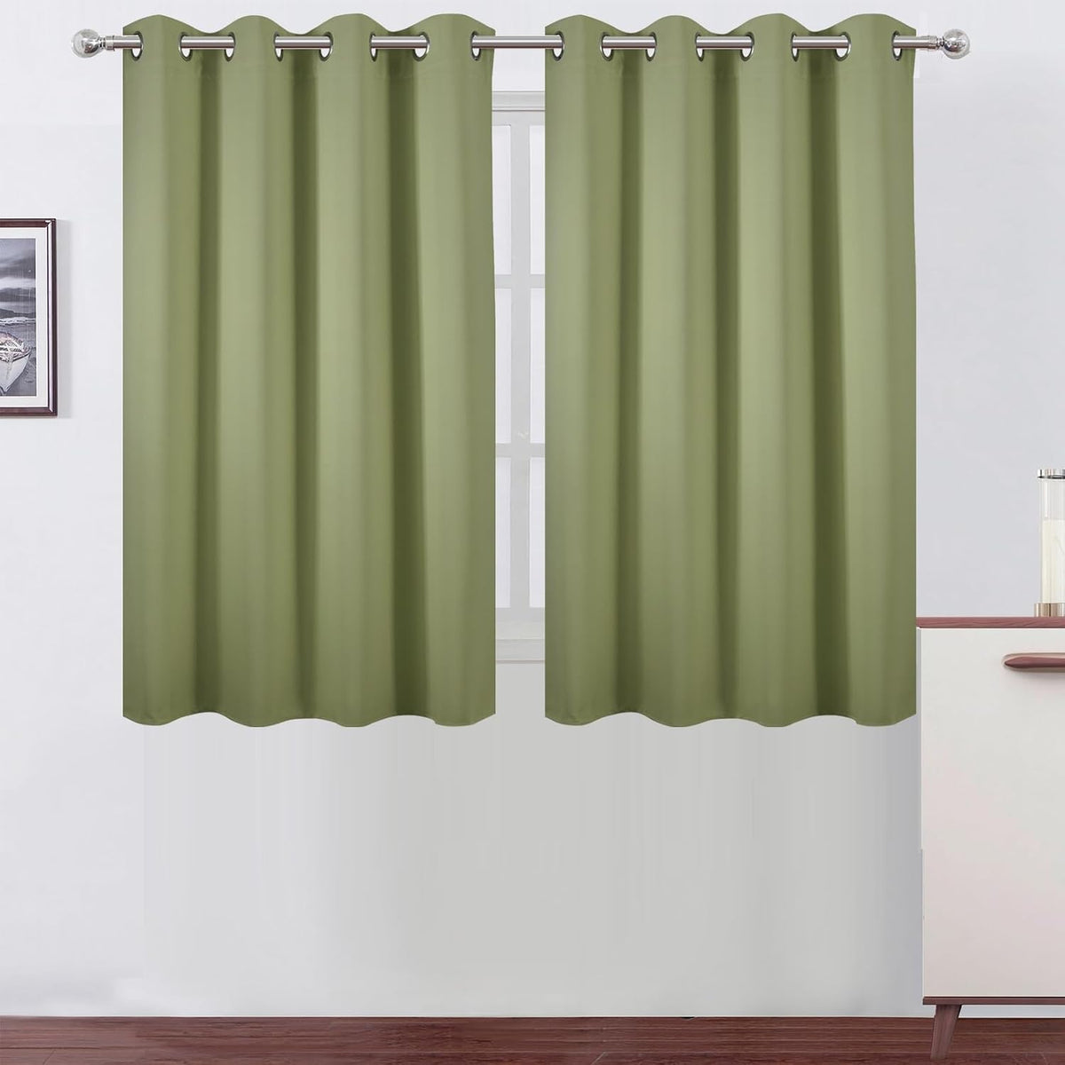 45"L x 52"W polyester curtains in Sage Green