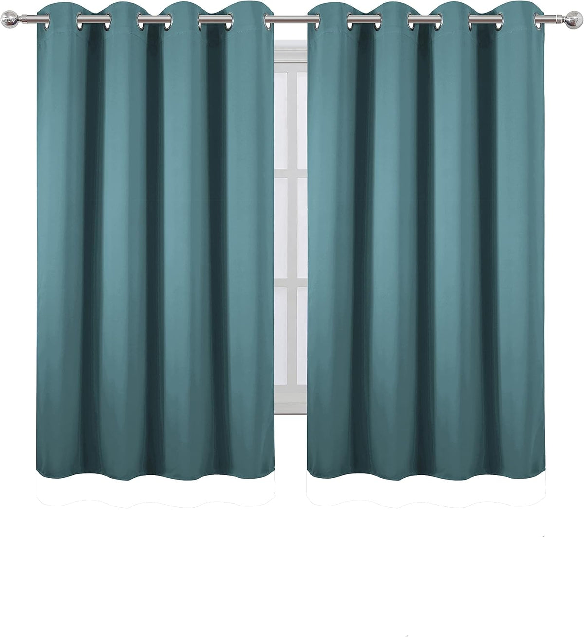 54"L x 52"W polyester curtains in Sea Teal, alternate view 2