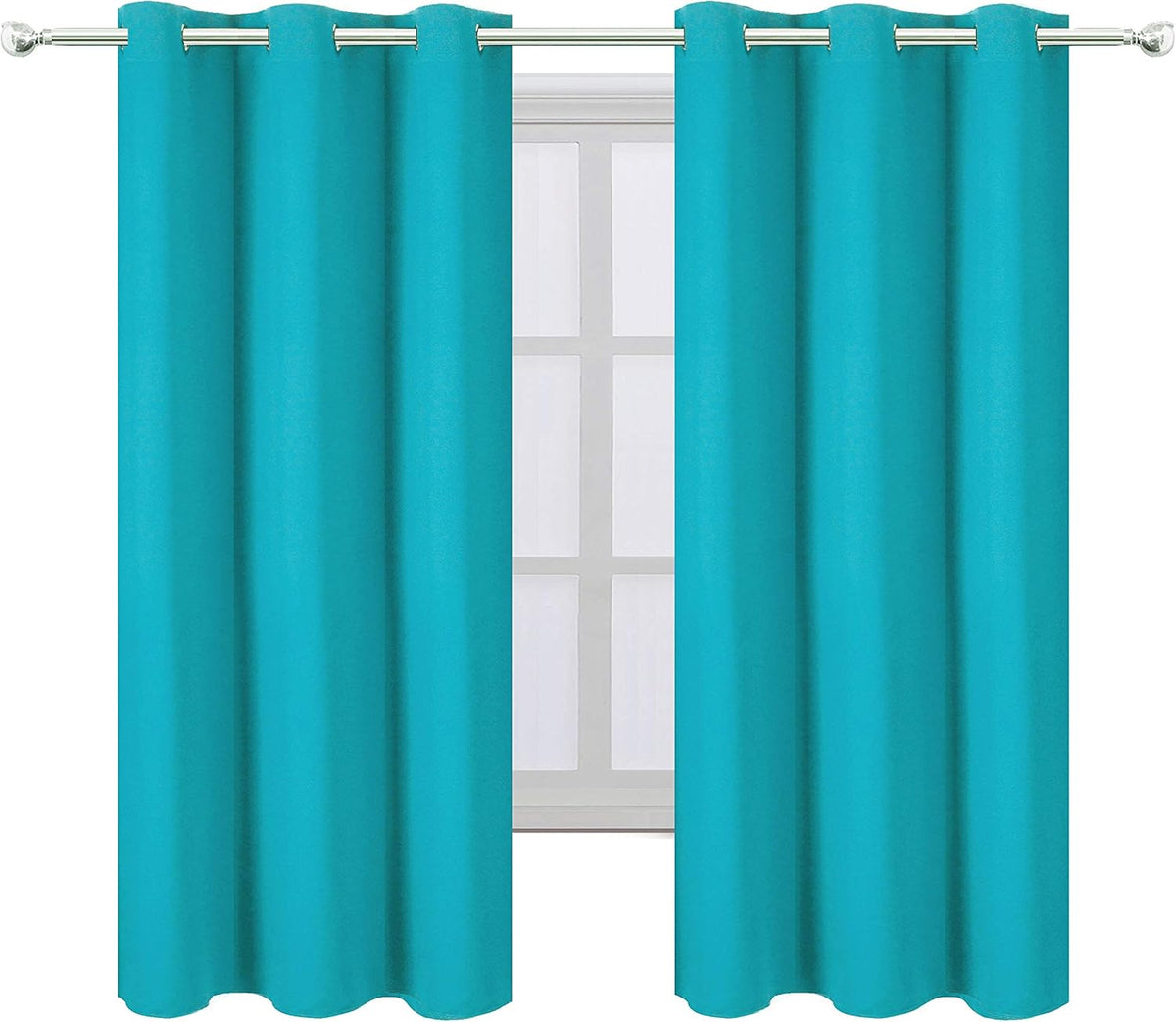 63"L x 34"W polyester curtains in Teal, alternate view 2