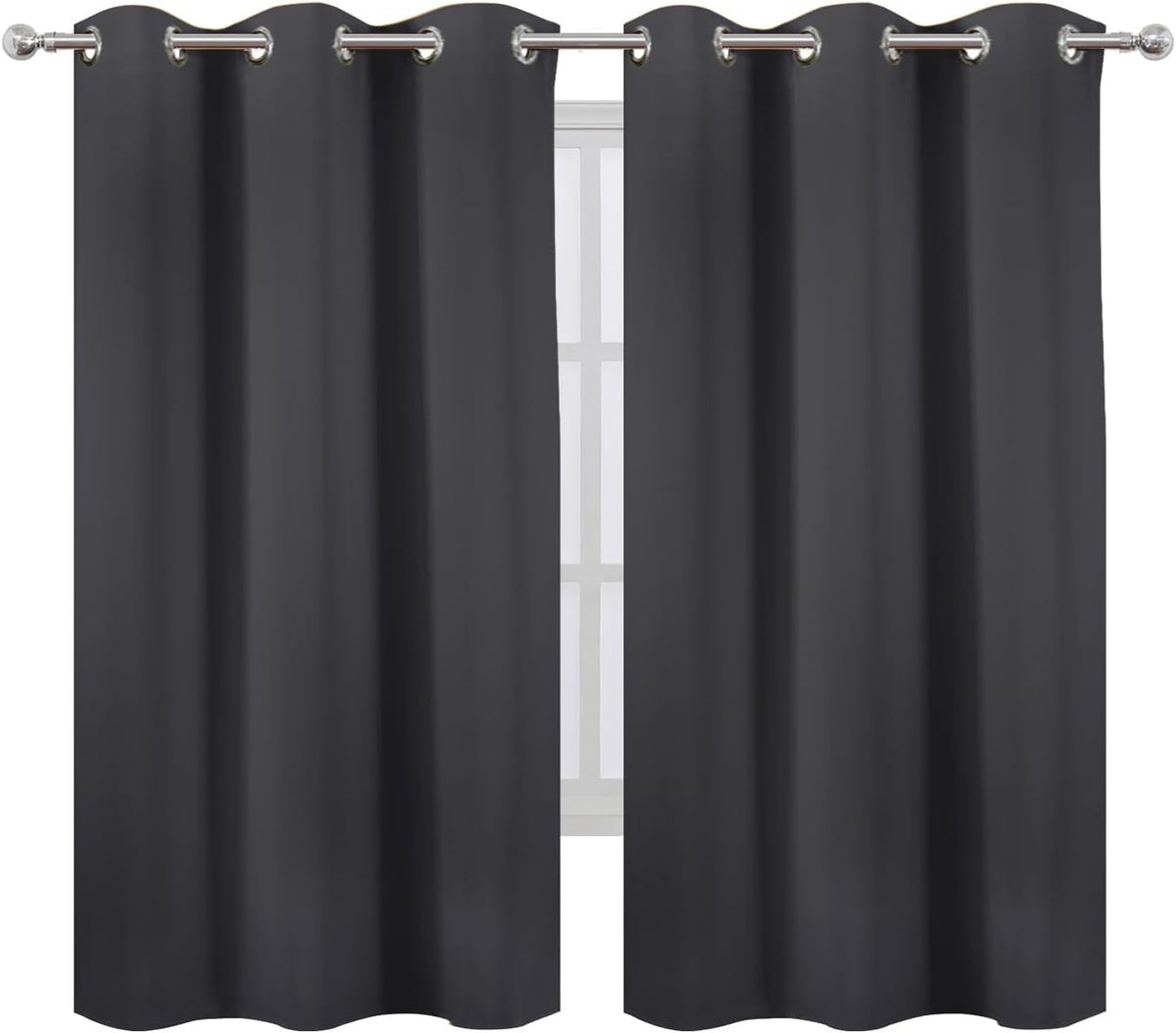 63"L x 38"W polyester curtains in Dark Grey, alternate view 2