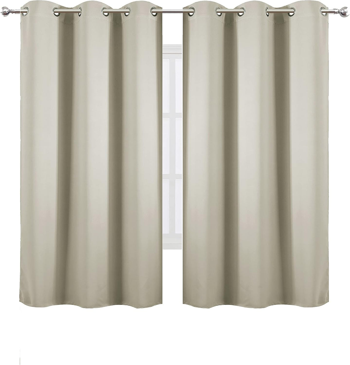 63"L x 38"W polyester curtains in Light Beige, alternate view 2