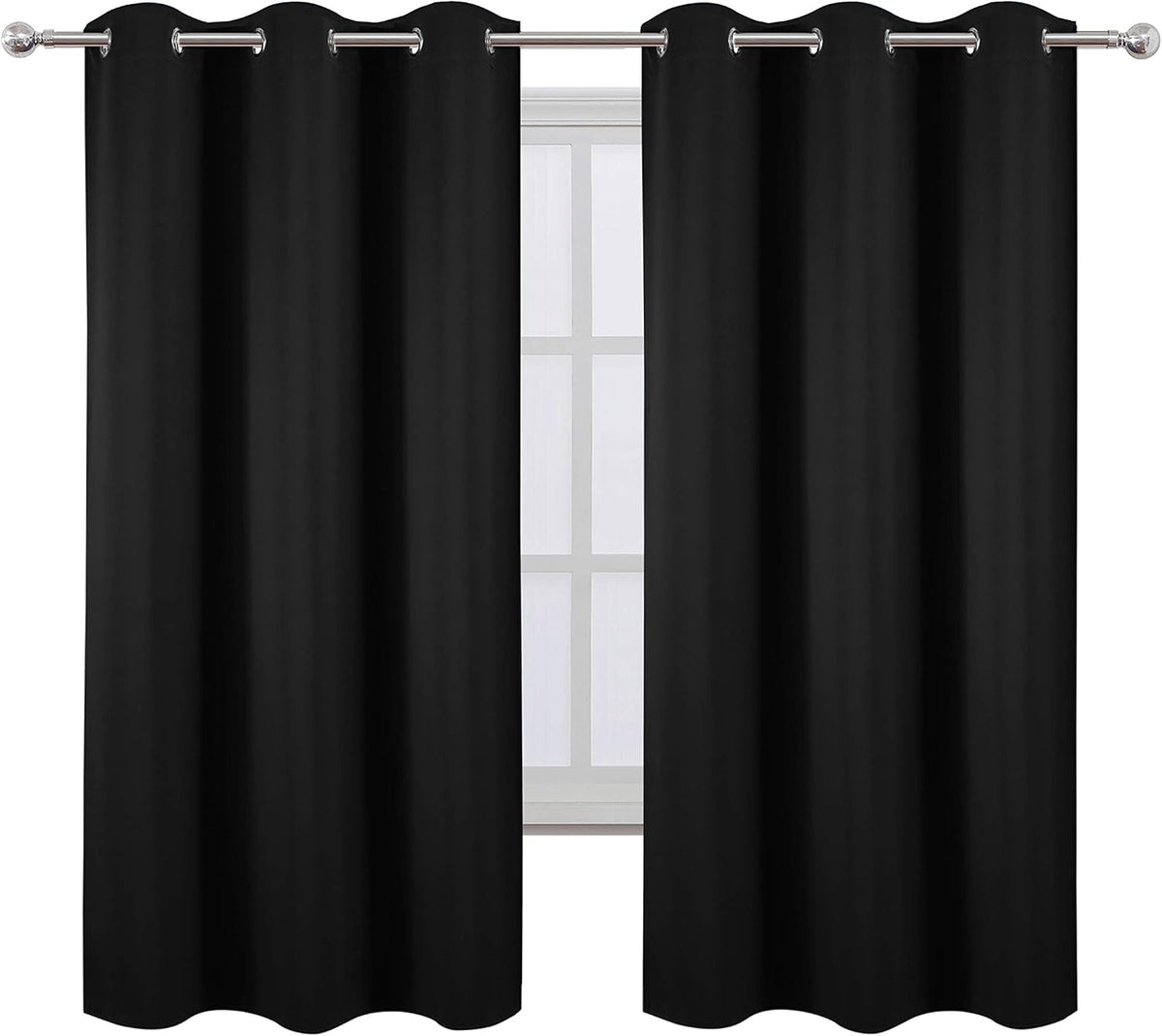 63"L x 40"W polyester curtains in Black, alternate view 2