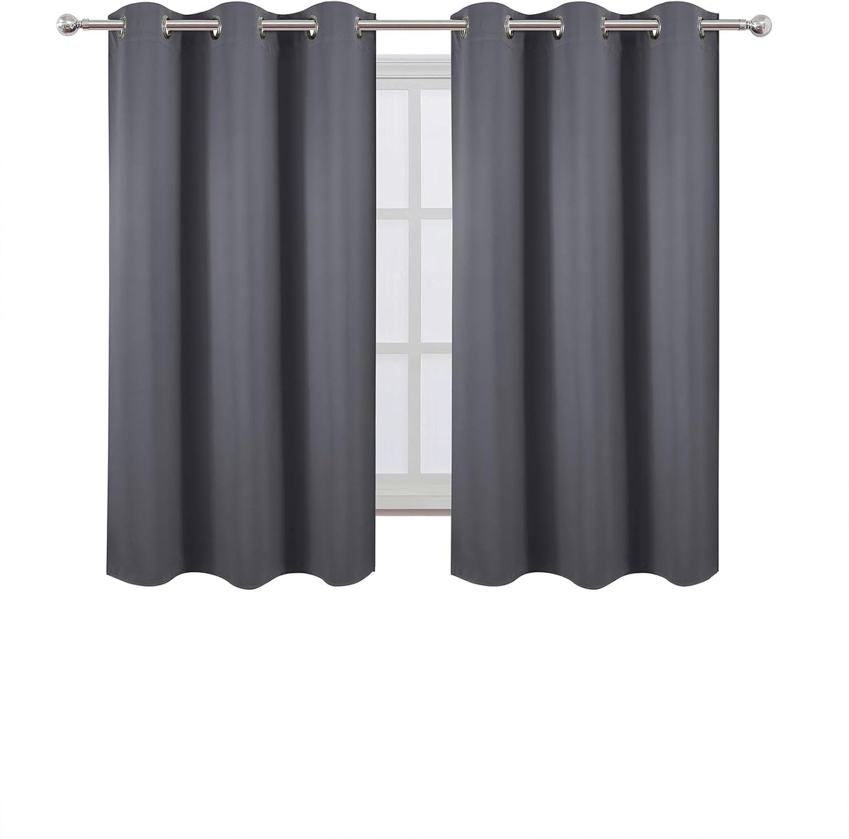 63"L x 40"W polyester curtains in Grey, alternate view 2