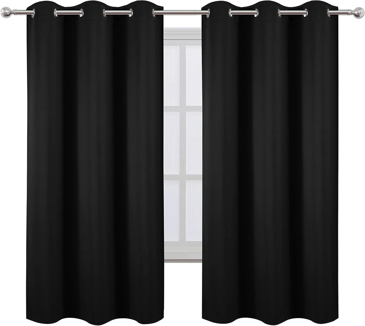 63"L x 42"W polyester curtains in Black, alternate view 2
