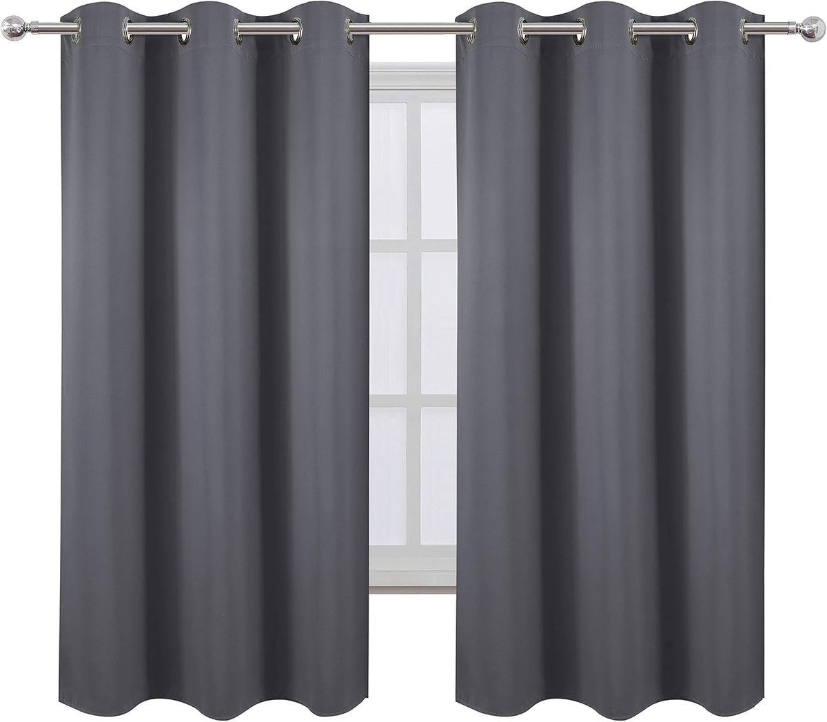 63"L x 42"W polyester curtains in Grey, alternate view 2