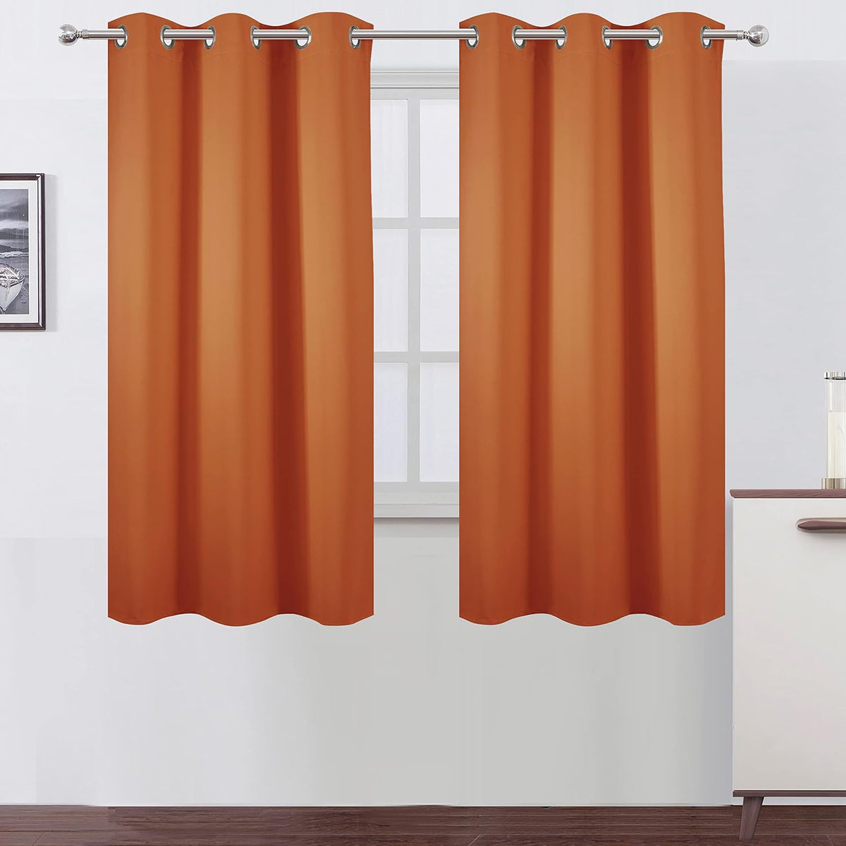 63"L x 42"W polyester curtains in Orange