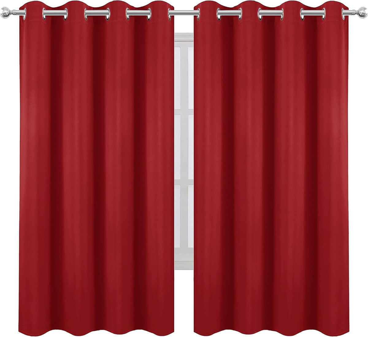 63"L x 52"W polyester curtains in Bright Red, alternate view 2