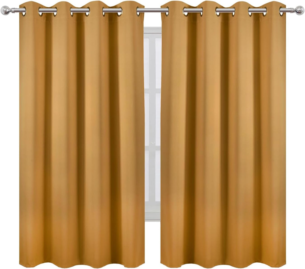 63"L x 52"W polyester curtains in Mustard Yellow, alternate view 2
