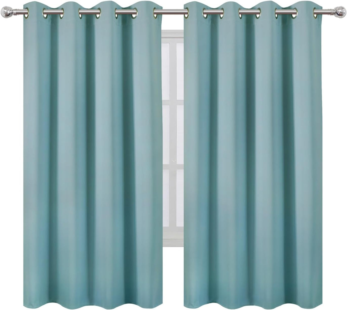 63"L x 52"W polyester curtains in Stone Blue, alternate view 2