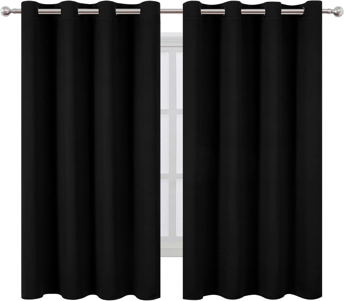 63"L x 66"W polyester curtains in Black, alternate view 2