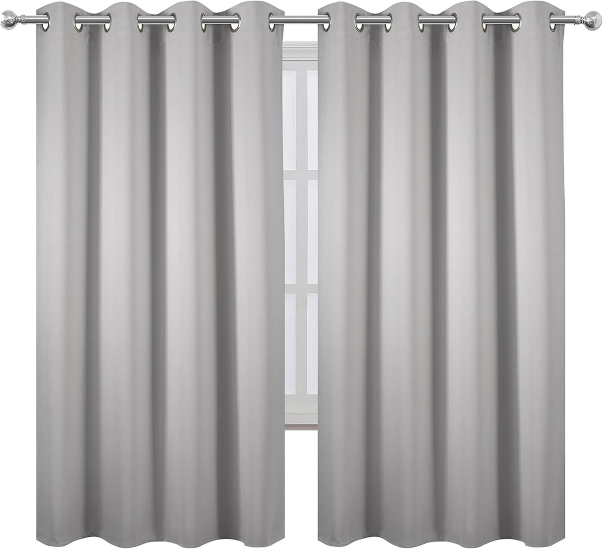63"L x 66"W polyester curtains in Light Grey, alternate view 2