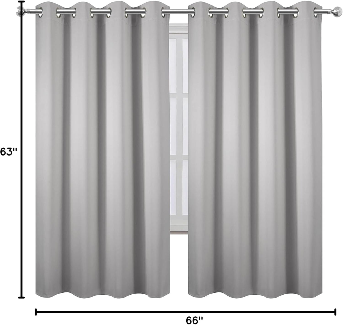 63"L x 66"W polyester curtains in Light Grey, alternate view 10