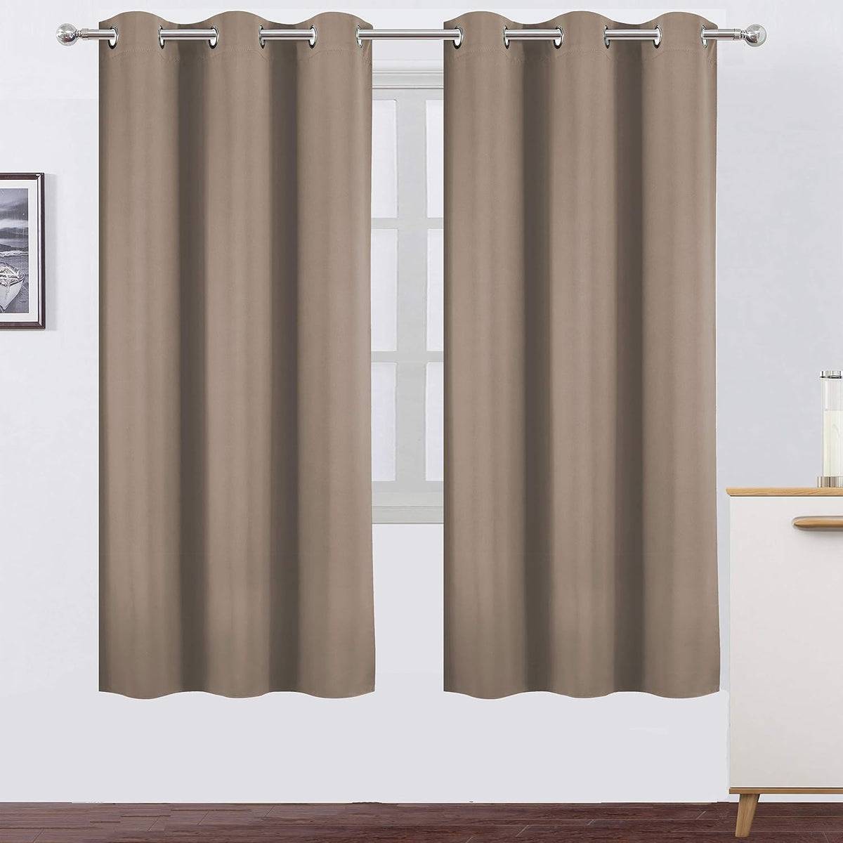 72"L x 42"W polyester curtains in Cappuccino