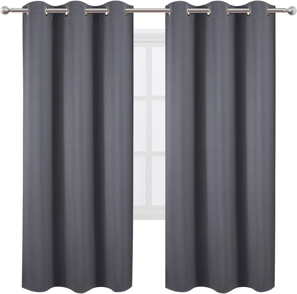 72"L x 42"W polyester curtains in Grey, alternate view 2
