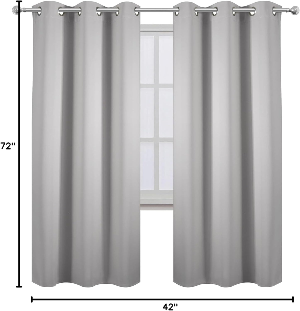 72"L x 42"W polyester curtains in Light Grey, alternate view 10