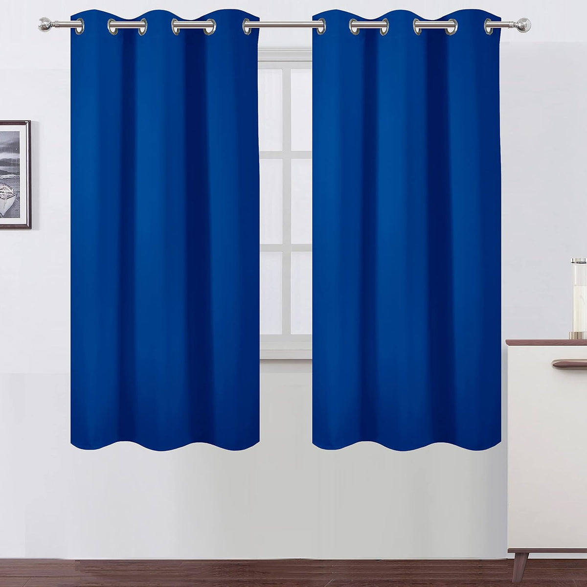 72"L x 42"W polyester curtains in Royal Blue