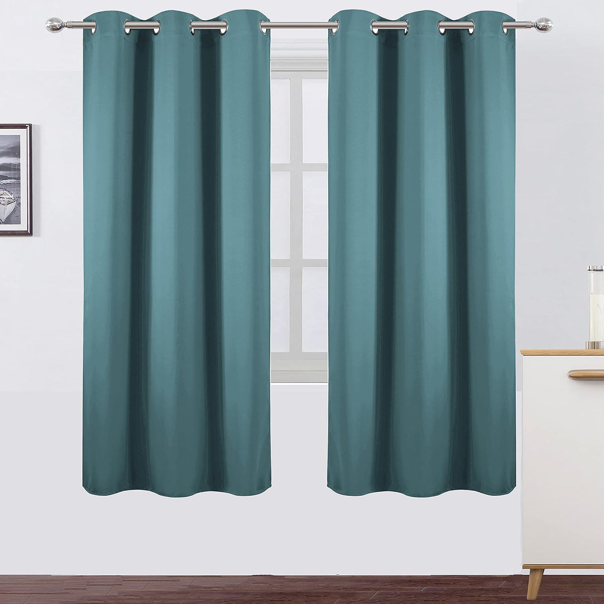 72"L x 42"W polyester curtains in Sea Teal