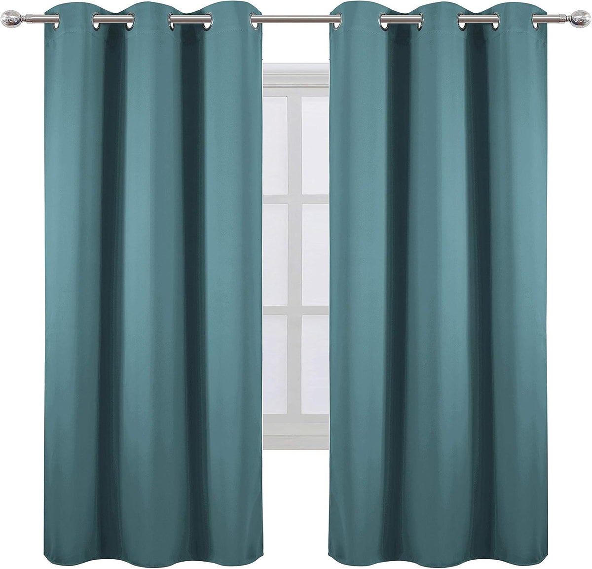 72"L x 42"W polyester curtains in Sea Teal, alternate view 2