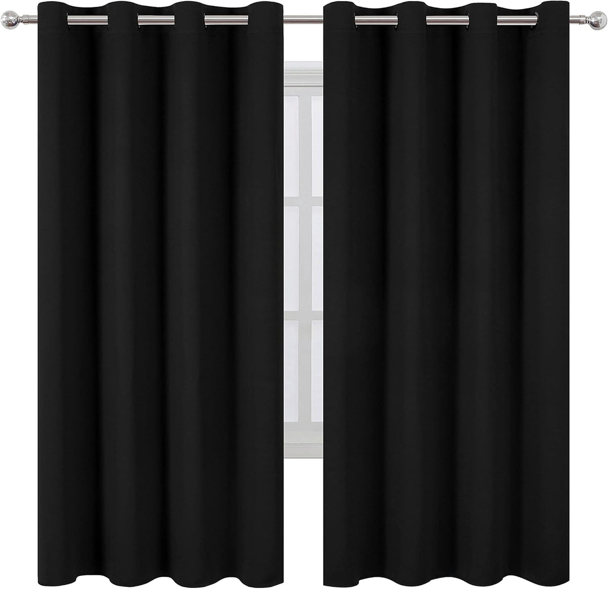 72"L x 52"W polyester curtains in Black, alternate view 2