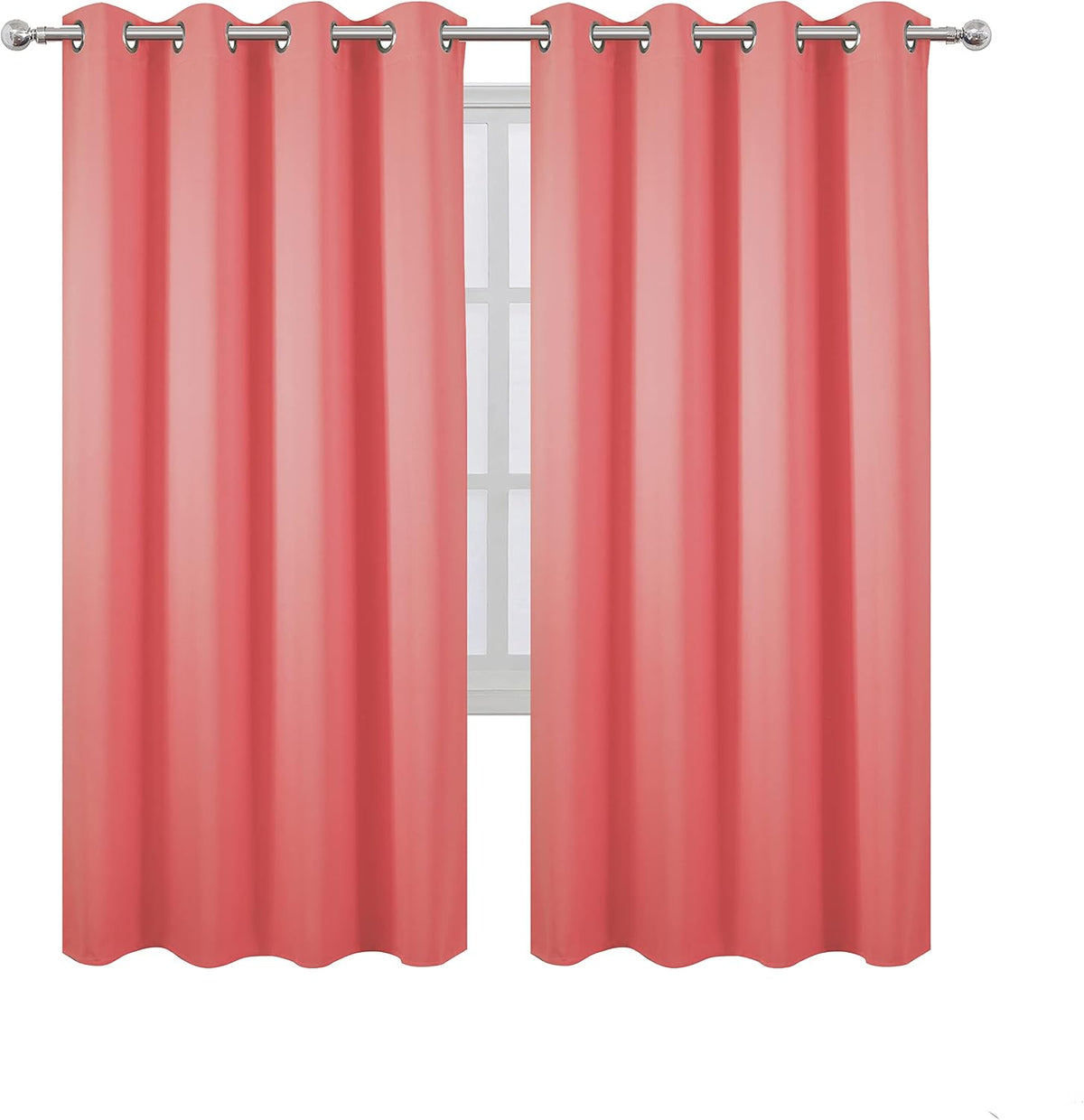 72"L x 52"W polyester curtains in Coral, alternate view 2