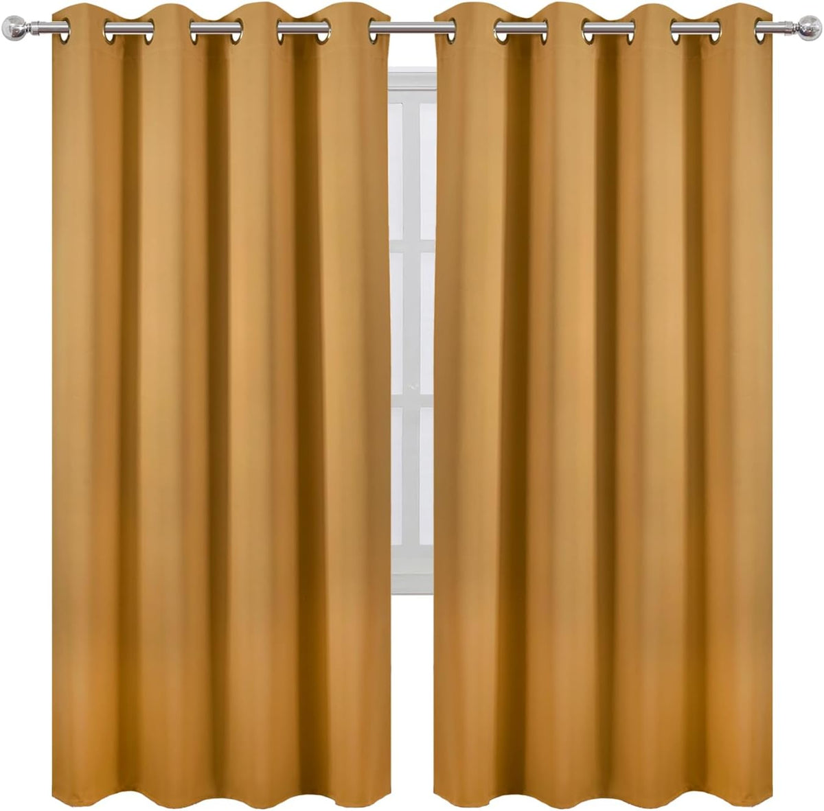 72"L x 52"W polyester curtains in Mustard Yellow, alternate view 2