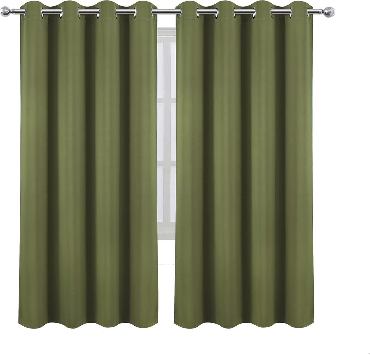 72"L x 52"W polyester curtains in Olive Green, alternate view 2