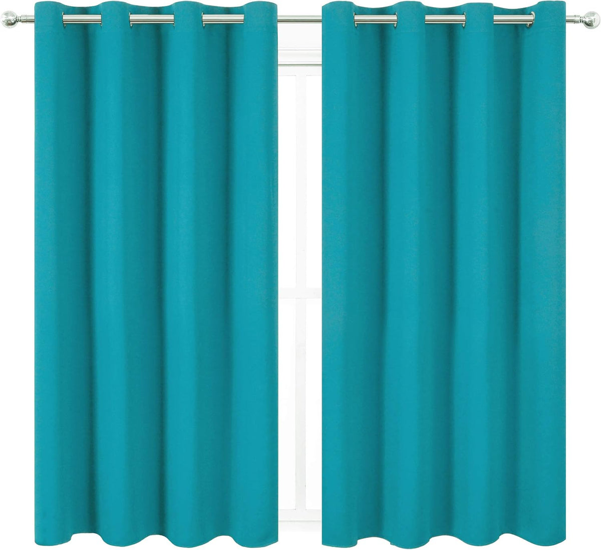 72"L x 52"W polyester curtains in Teal, alternate view 2